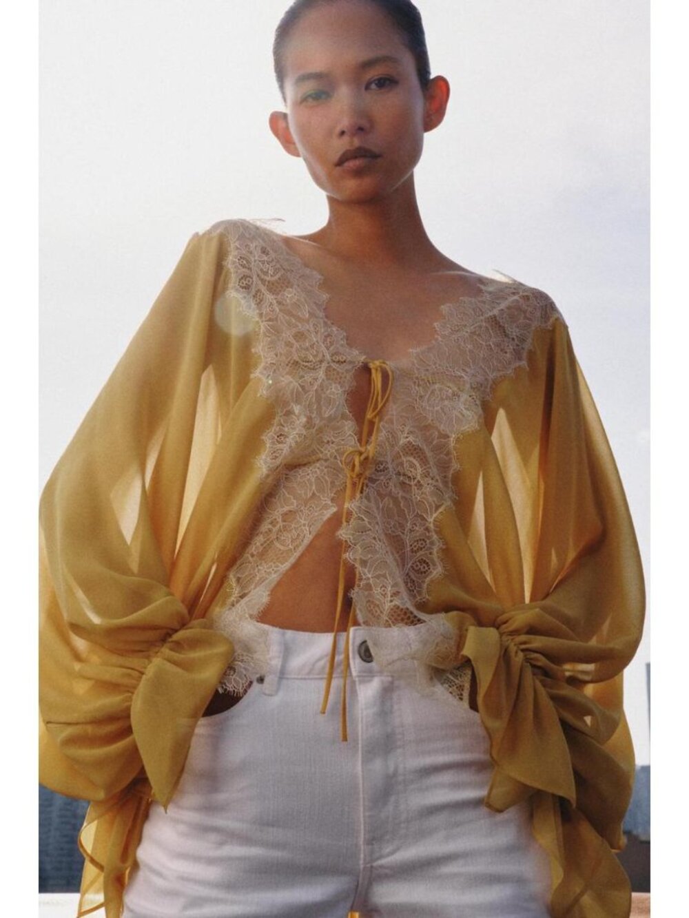ZARA ZW COLLECTION COMBINATION LACE BLOUSE